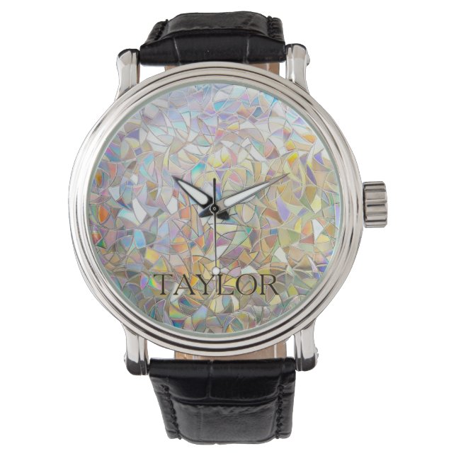 Prismatiskt glaseffekt - regnbåge prismatisk armbandsur (Framsida)