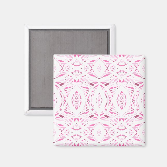 Prismatiskt rosa vit abstrakt akrylkonst magnet (Front/Back)