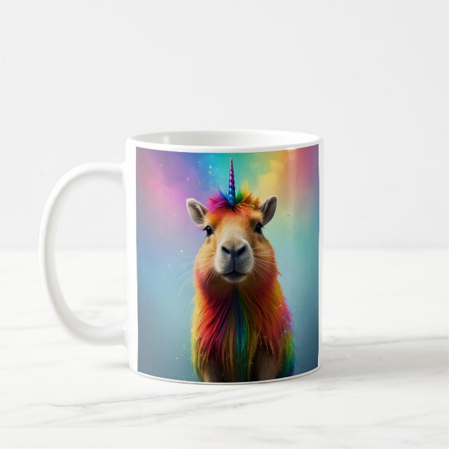 Prismhorn: Den regnbågfärgade capybaraenhörningen Kaffemugg (Vänster)