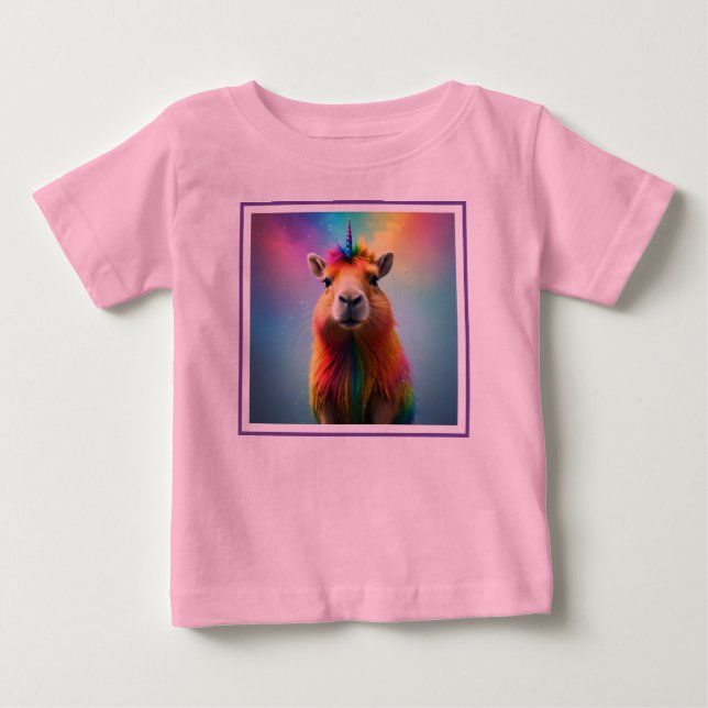 Prismhorn: Den regnbågshornade capybaraenhörningen T Shirt (Framsida)