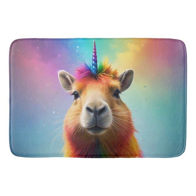 Prismhorn: Regnbåge Capybaraicorn Badrumsmatta (Framsidan)