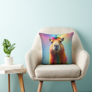 Prismhorn: Regnbåge Capybaraicorn Kudde