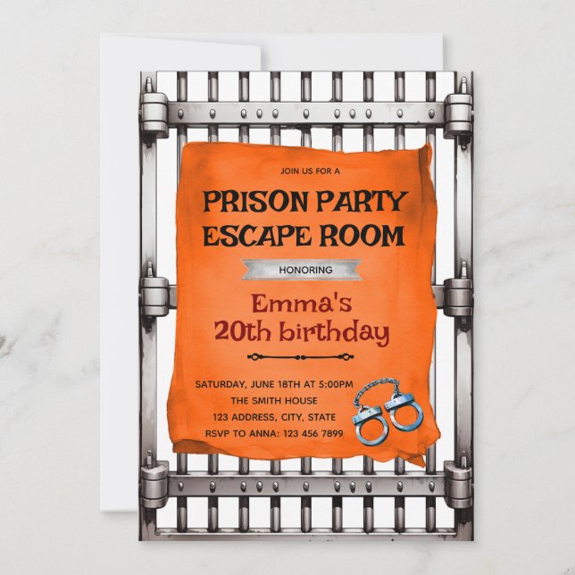 Prison escape room party Invitation Inbjudningar (Framsida)