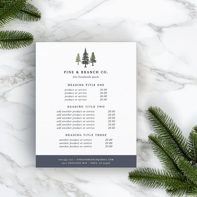 Prissättning och tjänster för Tall Pines Flygblad (Skapare uppladdad)