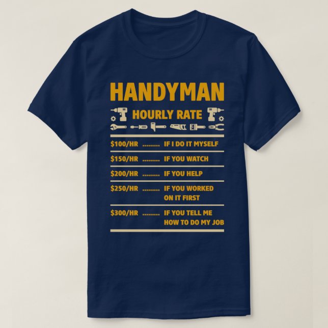 Prist diagram för handyman t shirt (Design framsida)