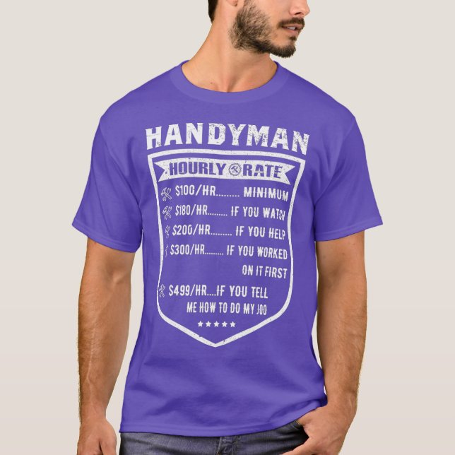 Prist diagram över arbetstid i Handyman, timtaxa f T Shirt (Framsida)