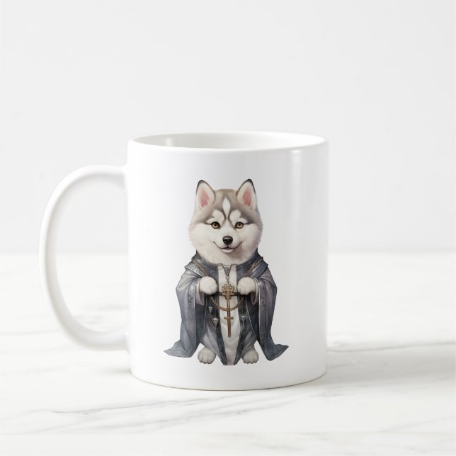 Prist Kung Siberian husky Hund Kaffemugg (Vänster)