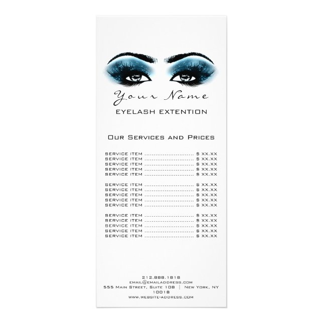 Prist liststrecktillägg Makeup Artist Blue Reklamkort (Baksidan)