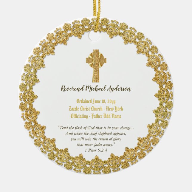 Prist pastor Deacon för minneshögtider Julgransprydnad Keramik (Framsidan)