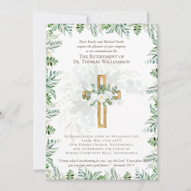 Prist Pastor Deacon Minister Pension Inbjudningsko Inbjudningar (Framsida)