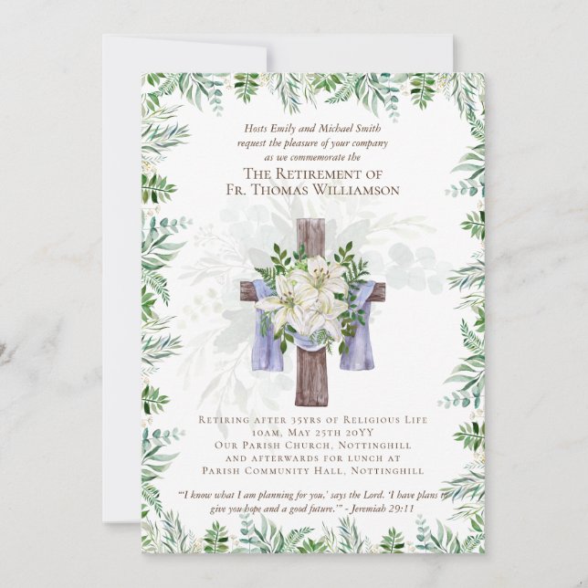 Prist Pastor Deacon Minister Pension Inbjudningsko Inbjudningar (Framsida)