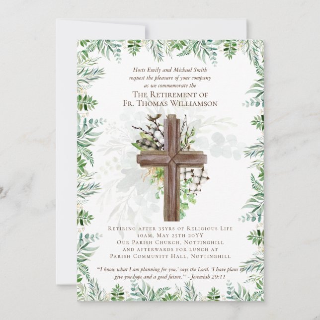 Prist Pastor Deacon Minister Pension Inbjudningsko Inbjudningar (Framsida)