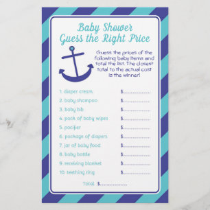 Prist spelblått för nautisk anchor Baby Shower Flygblad