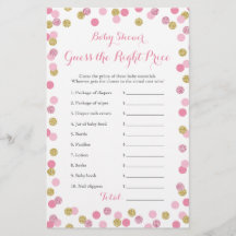 Prist spelkort för rosa och Guld Baby Shower Höger