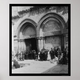 Prister framför Heliga Sepulcher Jerusalem 1880 Poster