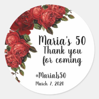 Pristermärke för röd ros runt klistermärke