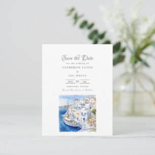 Pristine Blue och White Santorini Spara Datumet