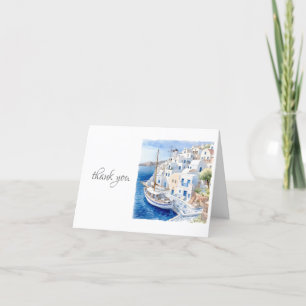 Pristine Blue och White Santorini Tack Kort