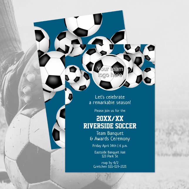 prisutdelning för fotboll i slutet av säsongen på  inbjudningar (front & back views)