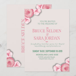 Prisvärd Blommigt Bröllop-meddelande Inbjudningar