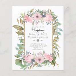 Prisvärd budgeterad Rosa  Rosa Blommigt Bröllop Flygblad