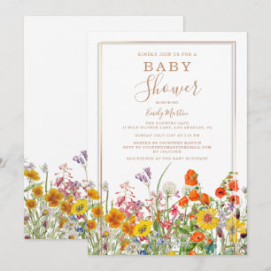 Prisvärd Country Wildflower Baby Shower Inbjudningar