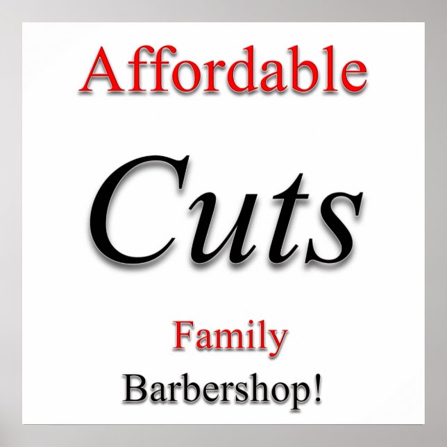Prisvärd haircut Sale Poster projektionsyta (Framsidan)