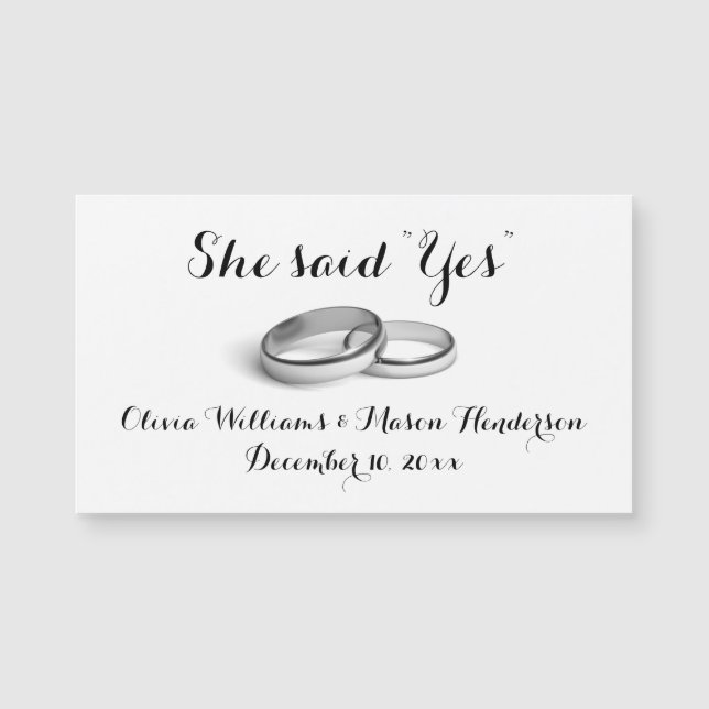 Prisvärd - hon sa "Ja" Spara datum magneter (Framsida)