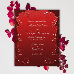 Prisvärd inbjudan till Red Parchment Wedding Elega Flygblad