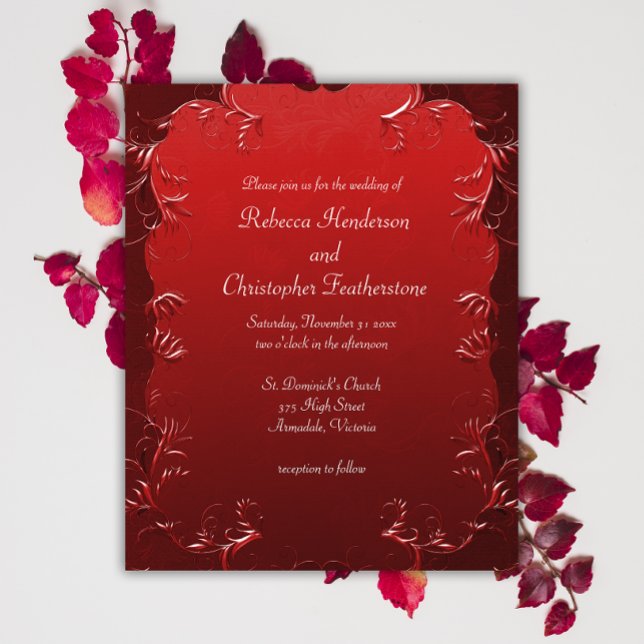Prisvärd inbjudan till Red Parchment Wedding Elega Flygblad (Skapare uppladdad)