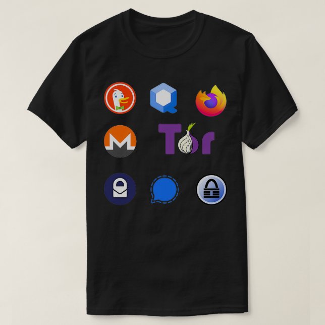 Privacy-dekal-paketets gåva Signal Firefox Monero  T Shirt (Design framsida)