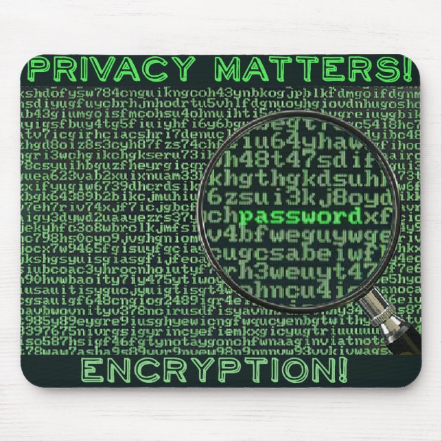 Privacy matters 128 bit mousepad, encryption musmatta (Framsidan)