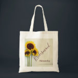 Privat Bridesmaid Rustic Flower Solros Tygkasse<br><div class="desc">En solros Rustic Bröllop Bridesmaid Tote Bag. Den här anpassningsbarna har solblommor med gult som bakgrund. Utformningen har en rustik känsla. All information ändras lätt för din anpassningsbar,  Bridesmaid Tote Bag. Ljusstark och inbjudande,  utmärkt Bridesmaid Wedding-tjänst.</div>