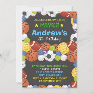 Privat idrottsdag för barninbjudan inbjudningar