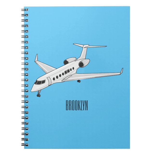 Privat jet tecknad illustration anteckningsbok (Framsidan)