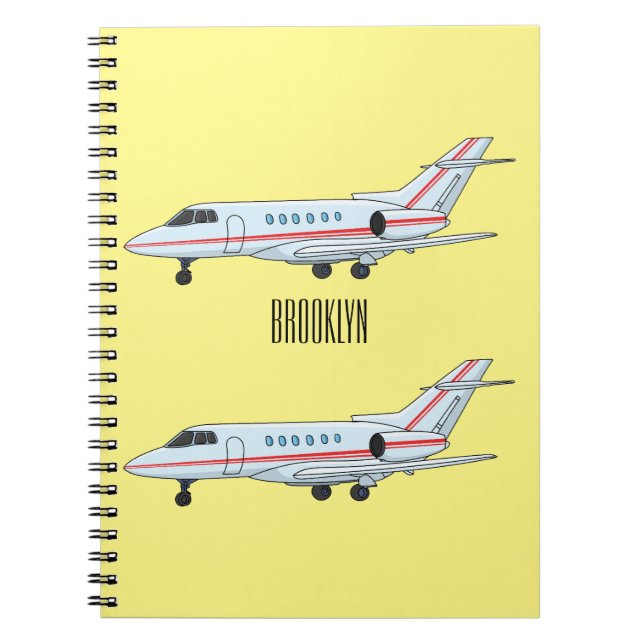 Privat jet tecknad illustration anteckningsbok (Framsidan)