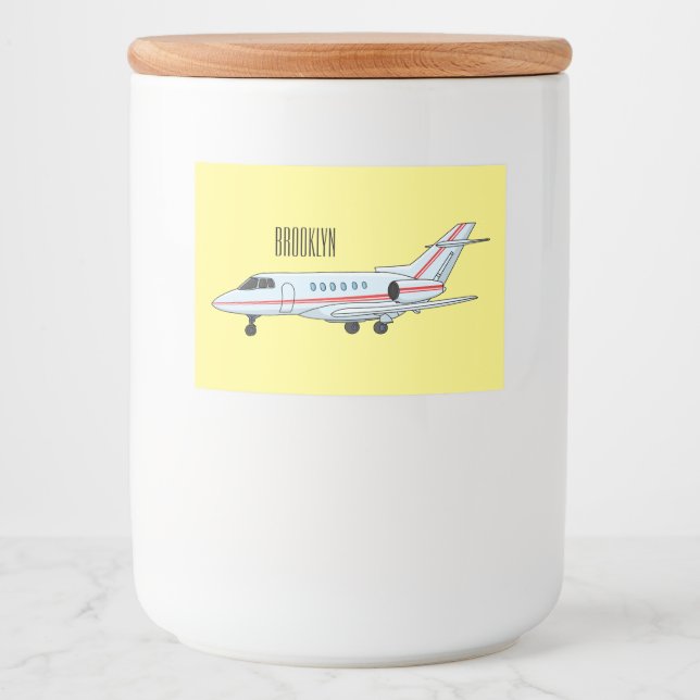 Privat jet tecknad illustration mat etiketter (Framsida)