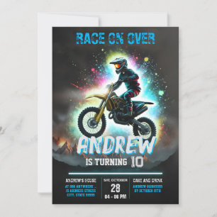 Privat Motocross Dirt Motorcykel Boy Birthday Inbjudningar
