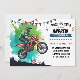 Privat Motocross Dirt Motorcykelpojke Birthday Inbjudningar