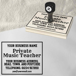 Privat musiklärare med namn, adress, etc stämpel