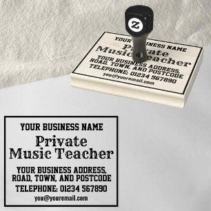 Privat musiklärare med namn, adress, etc stämpel