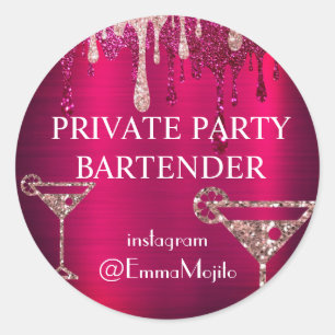 Privat Party Bartender-erbjudande - klassiskt erbj Runt Klistermärke