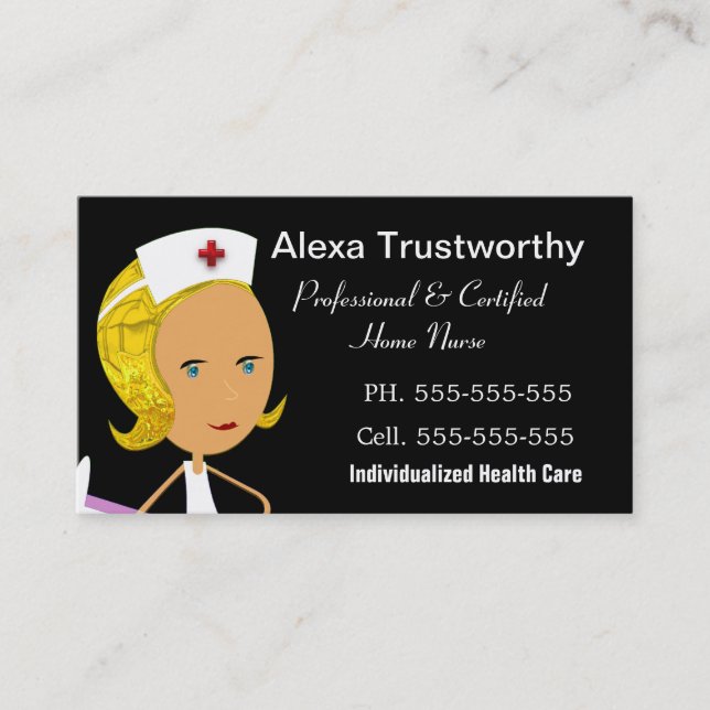 Privat sjuksköterskaprofessionell 3,5" x 2,0", visitkort (Framsida)