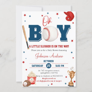 Privat slumdunk Oh Boy Baseball Baby Shower Inbjudningar