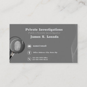 Privat utredare grått Investigator Visitkort
