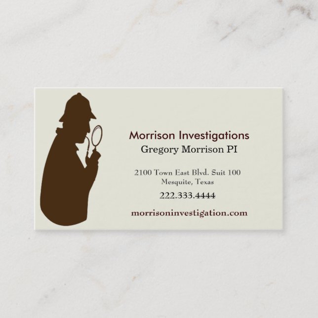 Privat utredarevisitkort för brunt och för kräm visitkort (Framsida)