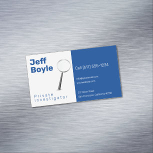 Privat utredning   Inspektör Professionell Blue Magnetiska Visitkort