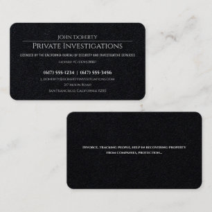 Privata utredningar Detektiv Professionell Visitkort
