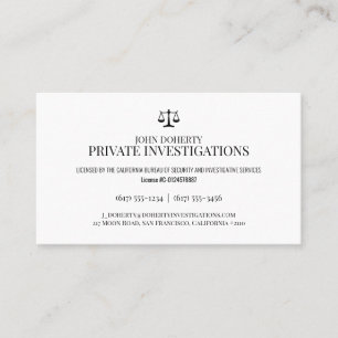 Privata utredningar   Detektiv Professionell Visitkort