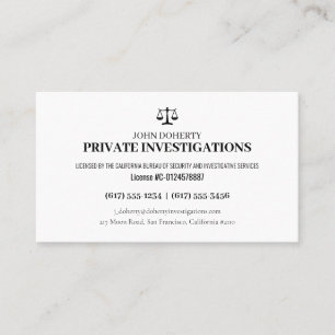Privata utredningar   Detektiv Professionell Visitkort